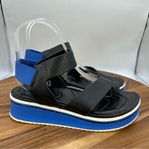 Franco Sarto Elliot‎ Sandals Black Leather Blue Casual Travel Strappy Women's 6M